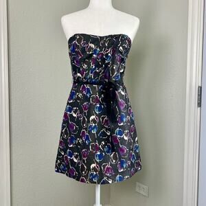 American Eagle‎ Strapless Sweetheart Neckline Floral Shimmer Mini Dress Size 4